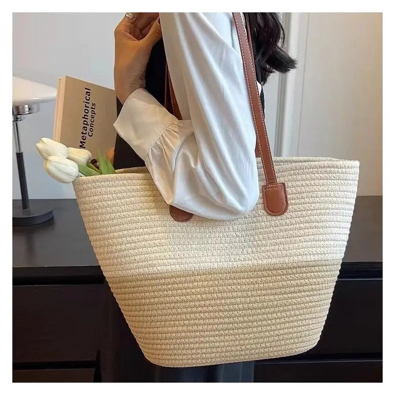 Oversized Woven Shoulder Tote
