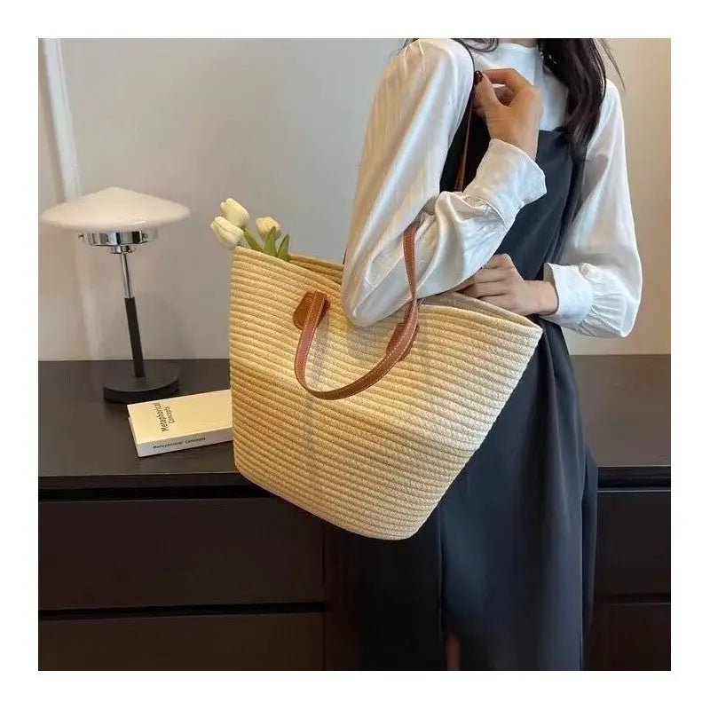Oversized Woven Shoulder Tote