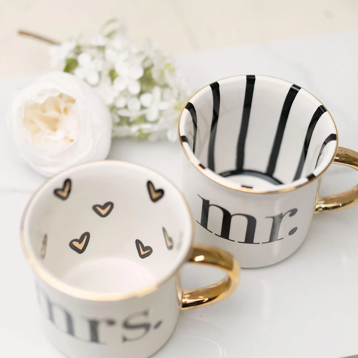 Mrs and Mr Gold Mug Set