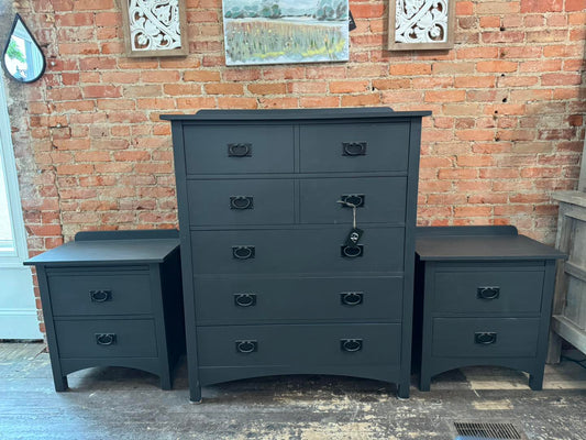 Dark Dresser + Nightstands Set