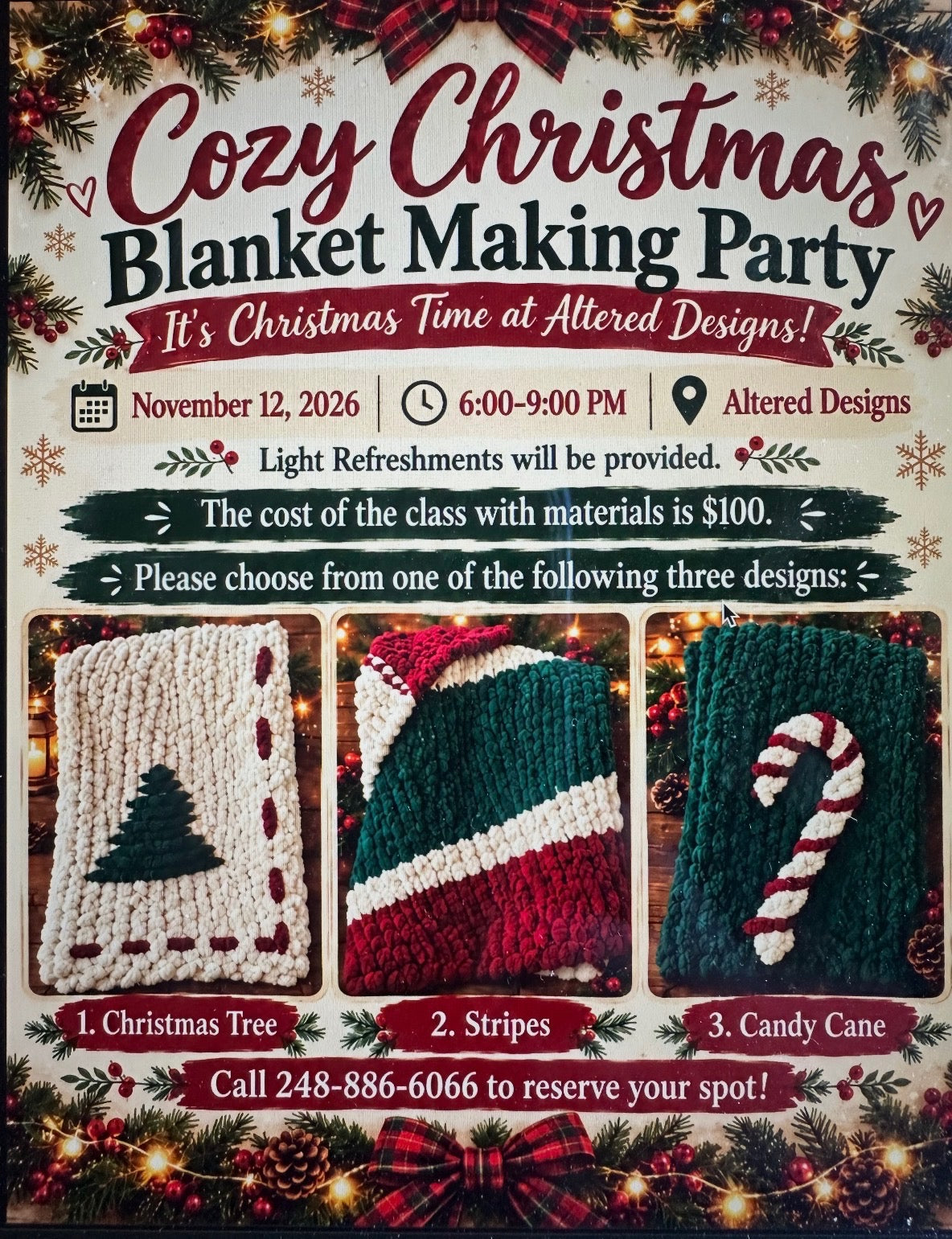 Cozy Christmas Blanket Making Party November 12th