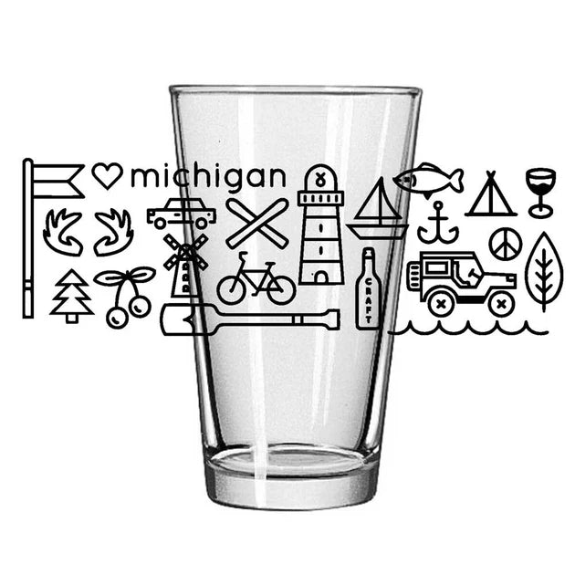 Michigan/Detroit Pint Glasses