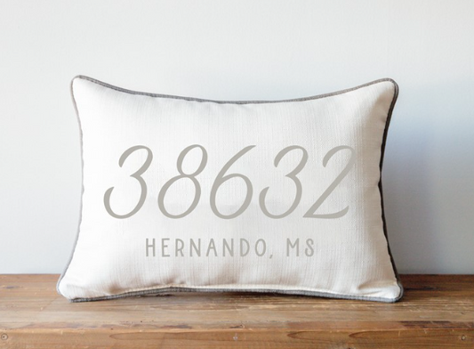 Neutral Zip Code Pillow