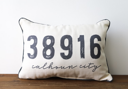 Gray Distressed Zip Code Pillow