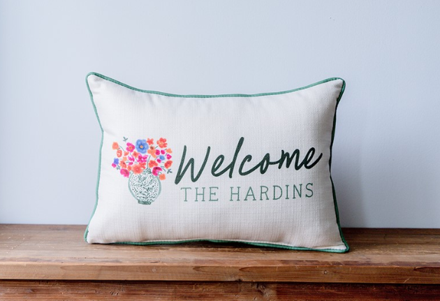 Chinoiserie Family Name Welcome Pillow