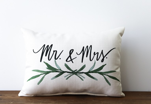 Mr. & Mrs. Handwritten Pillow