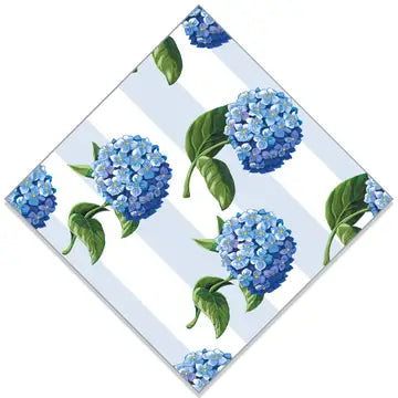 Hydrangeas Stripe Cocktail Napkins- 20 Pack