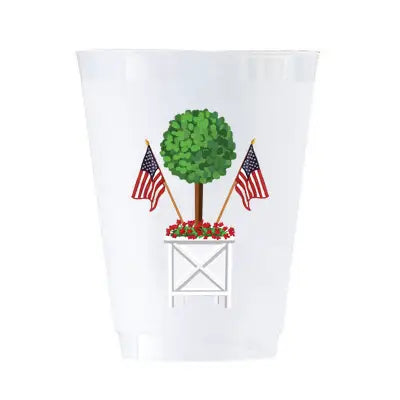 Patriotic Topiary Shatterproof Cups- Set of 8