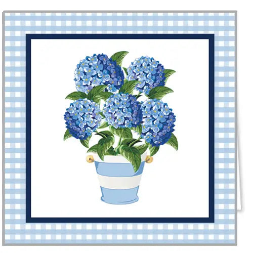 Hydrangeas Striped Pot Enclosure Cards + Envelopes- Set of 10