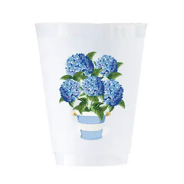 Hydrangeas Striped Pot Shatterproof Cups- Set of 8