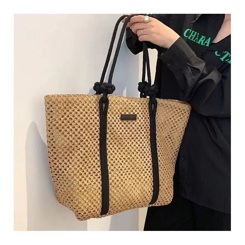 Coffee/Black Woven Tote Bag
