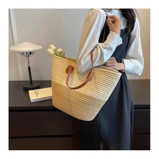 Oversized Woven Shoulder Tote